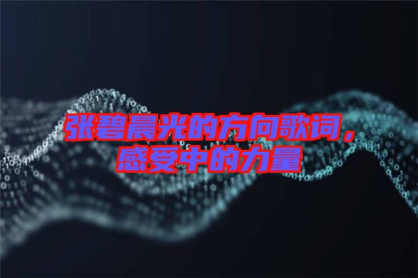 張碧晨光的方向歌詞，感受中的力量