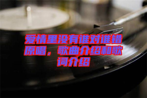 愛(ài)情里沒(méi)有誰(shuí)對(duì)誰(shuí)錯(cuò)原唱，歌曲介紹和歌詞介紹