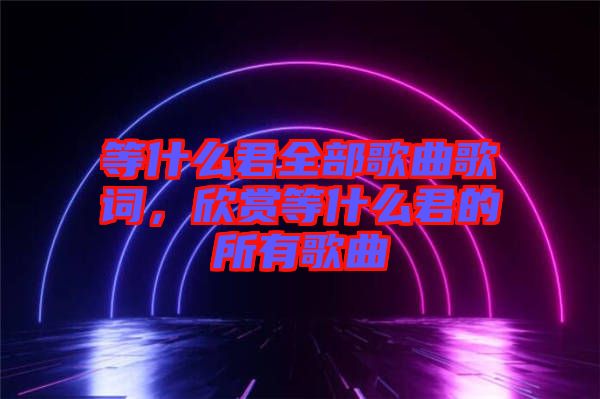 等什么君全部歌曲歌詞，欣賞等什么君的所有歌曲
