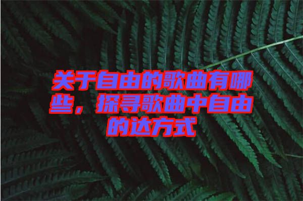 關(guān)于自由的歌曲有哪些，探尋歌曲中自由的達(dá)方式
