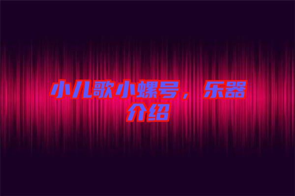 小兒歌小螺號，樂器介紹