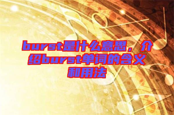 burst是什么意思，介紹burst單詞的含義和用法