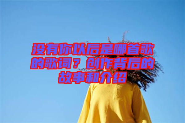 沒有你以后是哪首歌的歌詞？創(chuàng)作背后的故事和介紹