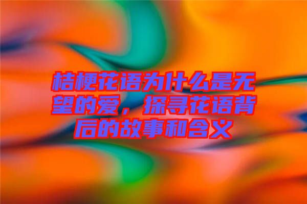 桔梗花語為什么是無望的愛，探尋花語背后的故事和含義