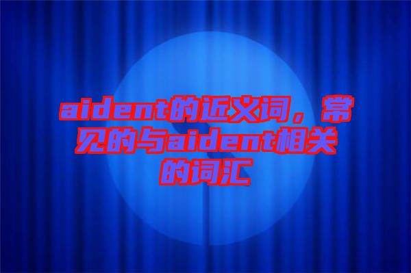 aident的近義詞，常見(jiàn)的與aident相關(guān)的詞匯