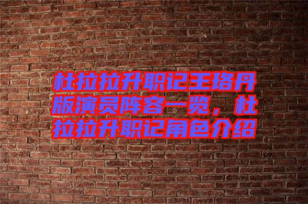 杜拉拉升職記王珞丹版演員陣容一覽，杜拉拉升職記角色介紹