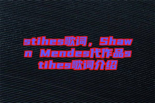 stihes歌詞，Shawn Mendes代作品stihes歌詞介紹