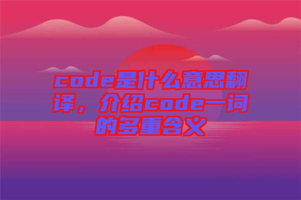 code是什么意思翻譯，介紹code一詞的多重含義