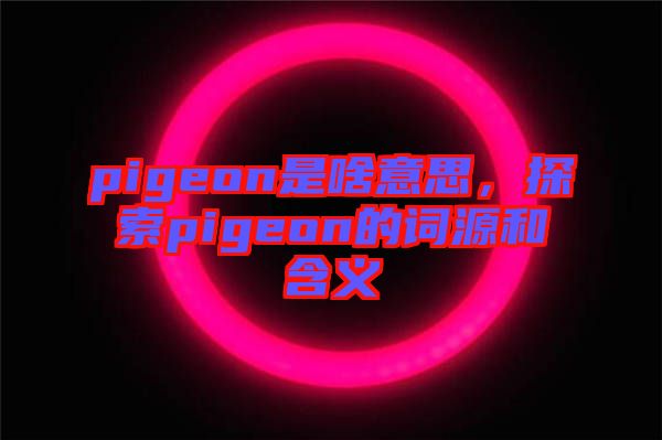 pigeon是啥意思，探索pigeon的詞源和含義