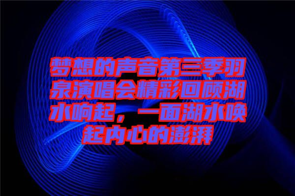 夢(mèng)想的聲音第三季羽泉演唱會(huì)精彩回顧湖水響起，一面湖水喚起內(nèi)心的澎湃