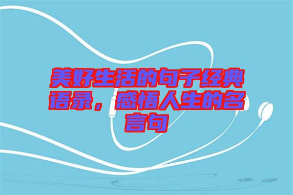美好生活的句子經(jīng)典語錄，感悟人生的名言句