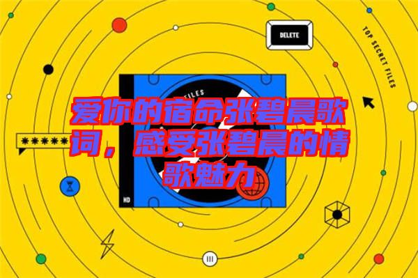 愛你的宿命張碧晨歌詞，感受張碧晨的情歌魅力