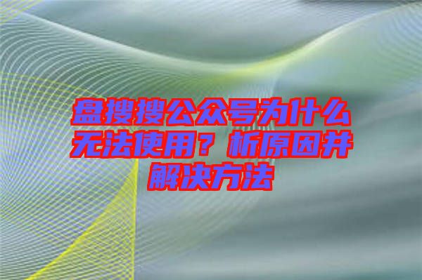 盤搜搜公眾號為什么無法使用？析原因并解決方法