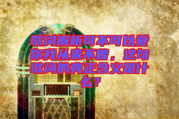 歌詞解析可不可以愛你我從來不曾，這句歌詞的真正含義是什么？