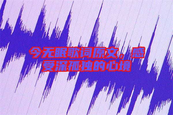 今無(wú)眠歌詞原文，感受深孤獨(dú)的心境