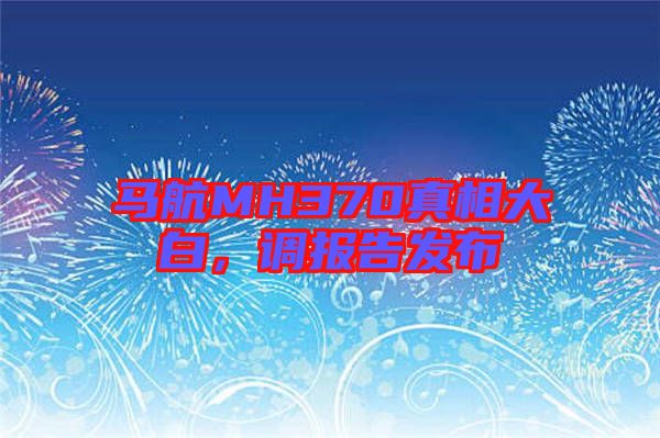 馬航MH370真相大白，調(diào)報(bào)告發(fā)布