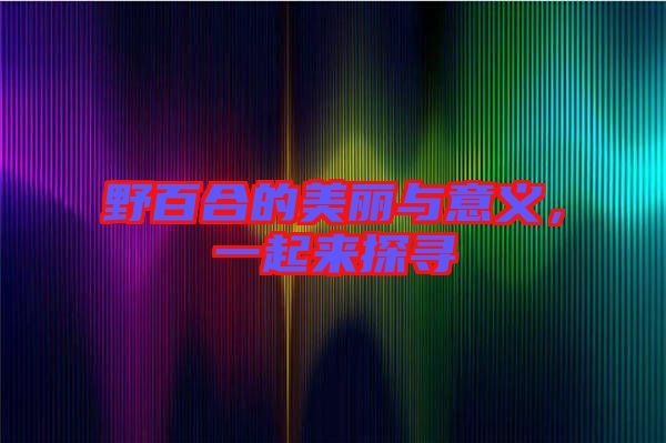 野百合的美麗與意義，一起來(lái)探尋
