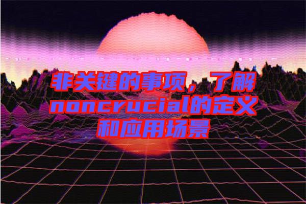 非關(guān)鍵的事項，了解noncrucial的定義和應(yīng)用場景