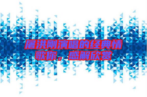 屠洪剛演唱的經(jīng)典情歌你，感解欣賞