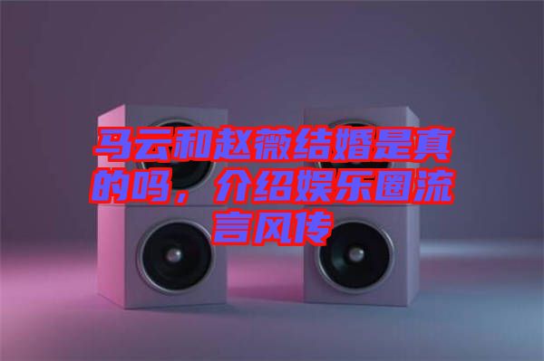 馬云和趙薇結婚是真的嗎，介紹娛樂圈流言風傳