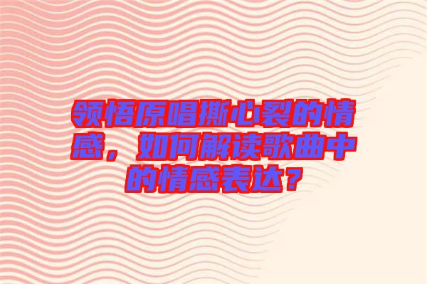 領悟原唱撕心裂的情感，如何解讀歌曲中的情感表達？