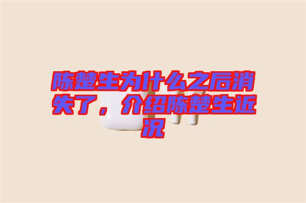 陳楚生為什么之后消失了，介紹陳楚生近況