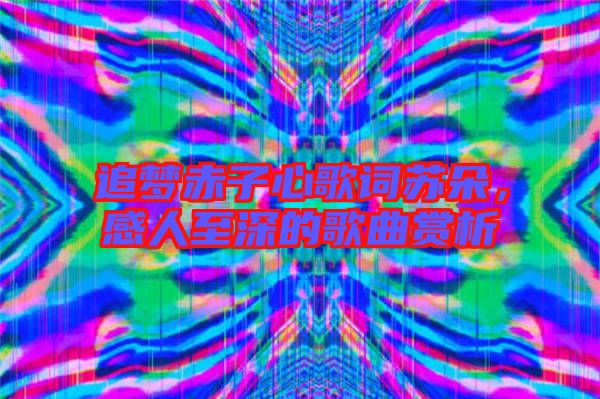 追夢赤子心歌詞蘇朵，感人至深的歌曲賞析