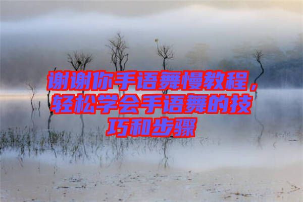 謝謝你手語舞慢教程，輕松學會手語舞的技巧和步驟