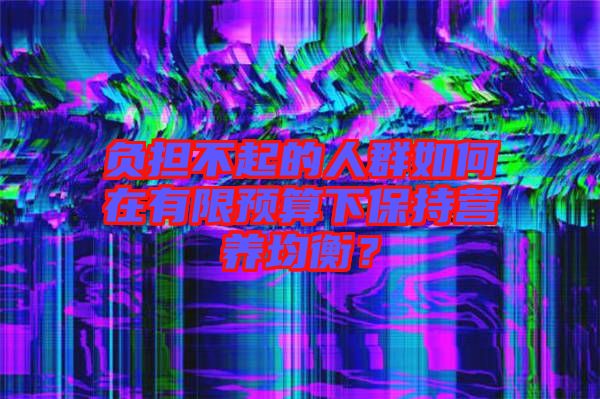 負(fù)擔(dān)不起的人群如何在有限預(yù)算下保持營養(yǎng)均衡？