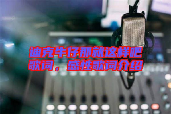 迪克牛仔那就這樣吧歌詞，感性歌詞介紹