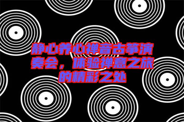 靜心養(yǎng)心禪音古箏演奏會，體驗禪意之旅的精彩之處