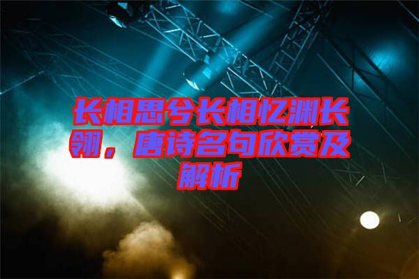 長相思兮長相憶淵長翎，唐詩名句欣賞及解析