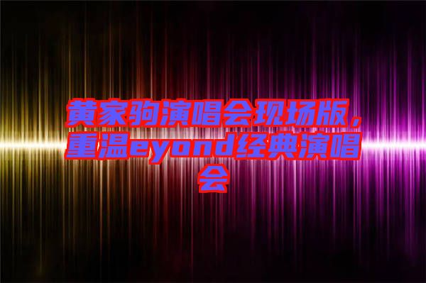 黃家駒演唱會現(xiàn)場版，重溫eyond經(jīng)典演唱會
