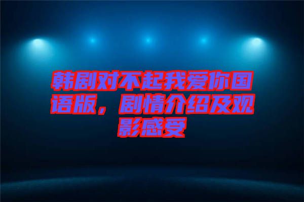韓劇對不起我愛你國語版，劇情介紹及觀影感受