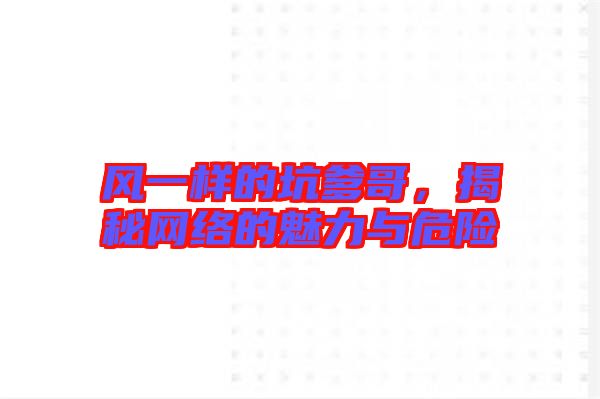 風(fēng)一樣的坑爹哥，揭秘網(wǎng)絡(luò)的魅力與危險(xiǎn)