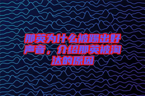 那英為什么被踢出好聲音，介紹那英被淘汰的原因