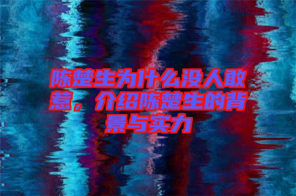 陳楚生為什么沒人敢惹，介紹陳楚生的背景與實(shí)力