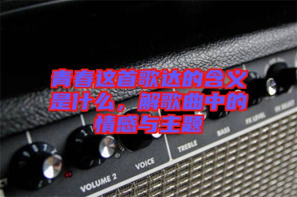 青春這首歌達(dá)的含義是什么，解歌曲中的情感與主題